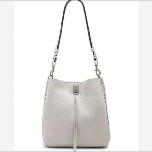 Rebecca Minkoff Pebbled Light Gray Shoulder Bag with Tassel